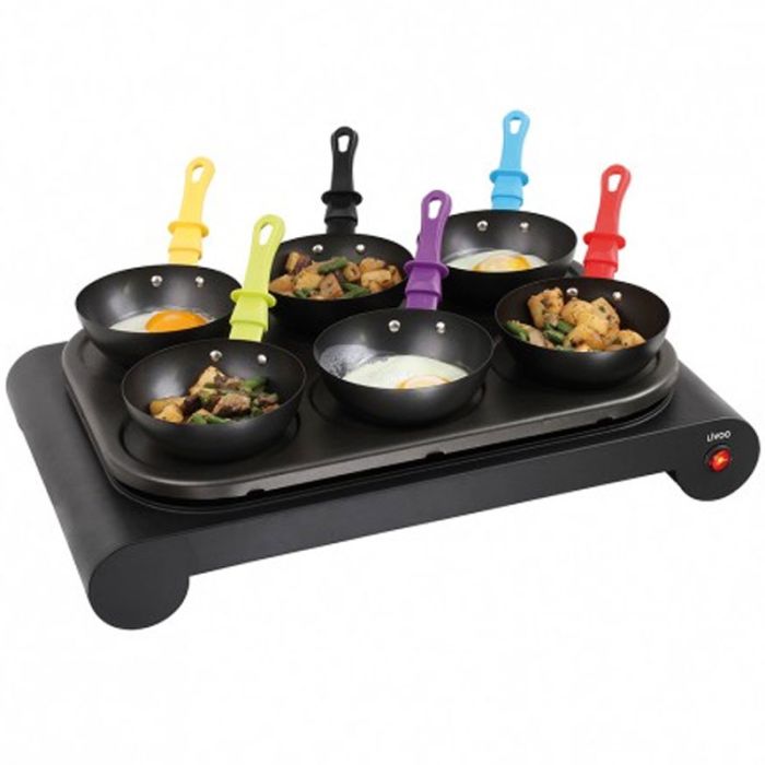 GRILL RACLETTE LIVOO AVEC 6 MINI POÊLE 1000W - NOIR