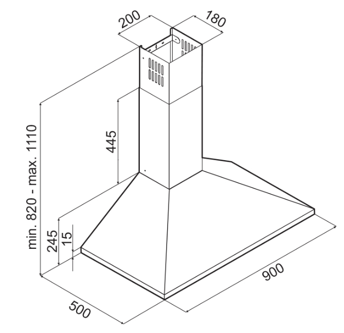 HOTTE PYRAMIDALE 90CM