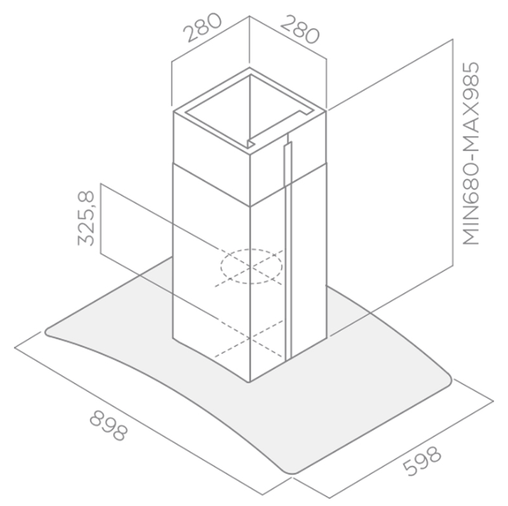 HOTTE CENTRALE 90CM