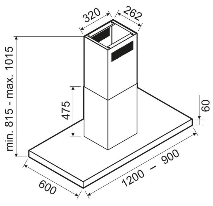 HOTTE CENTRALE 90CM TACTILE