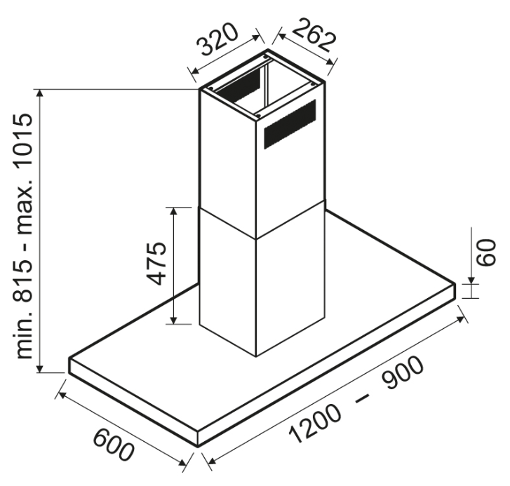 HOTTE CENTRALE 90CM TACTILE