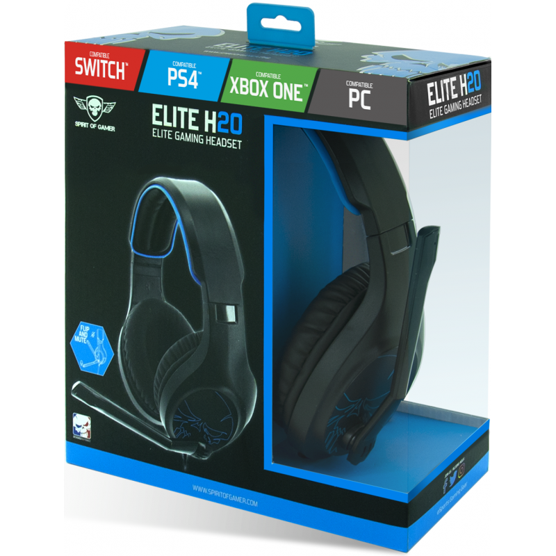 CASQUE SPIRIT OF GAMER ELITE H20 AVEC MICROPHONE - MULTIPLATEFORME -NOIR