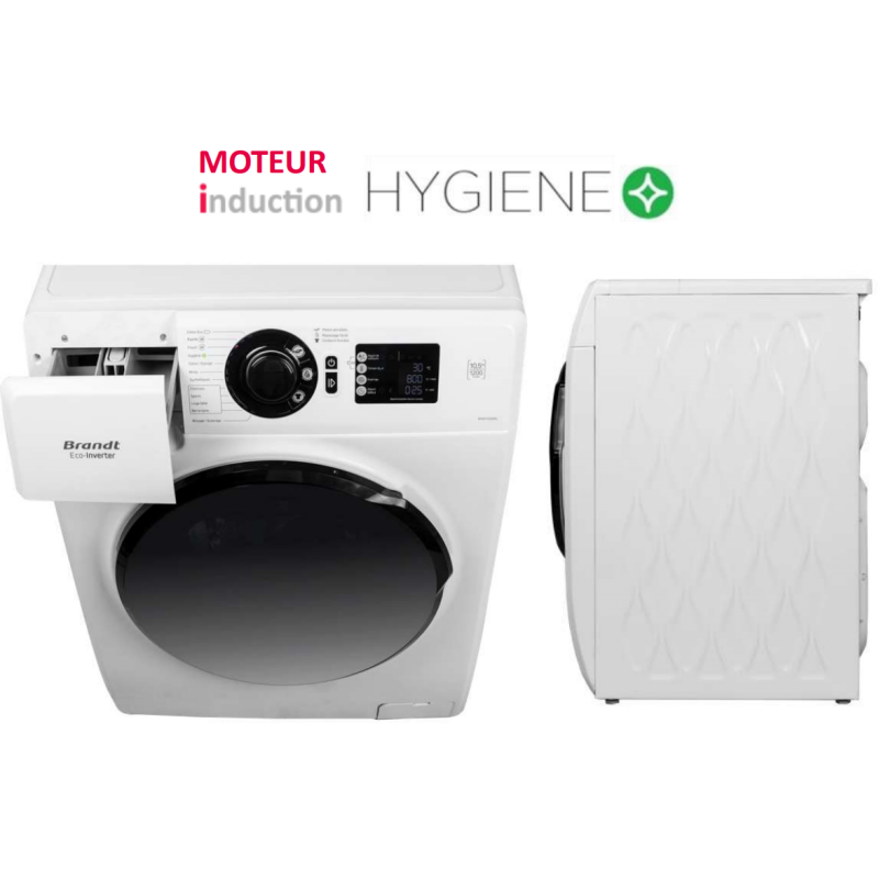 LAVE LINGE FRONTALE BRANDT BAM102QWL 10.5 KG / BLANC