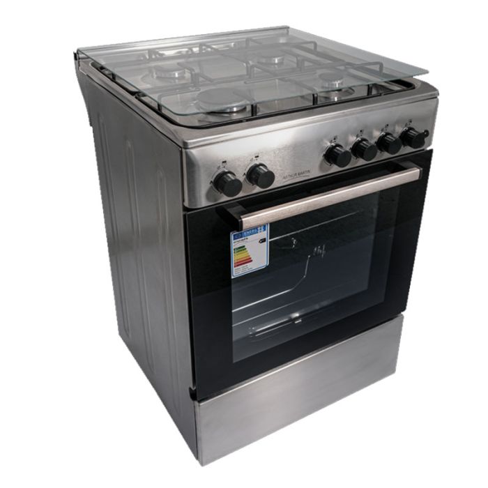 CUISINIÈRE À GAZ ARTHUR MARTIN AME60IX 60CM 4 FEUX AVEC FOUR ÉLECTRIQUE - INOX