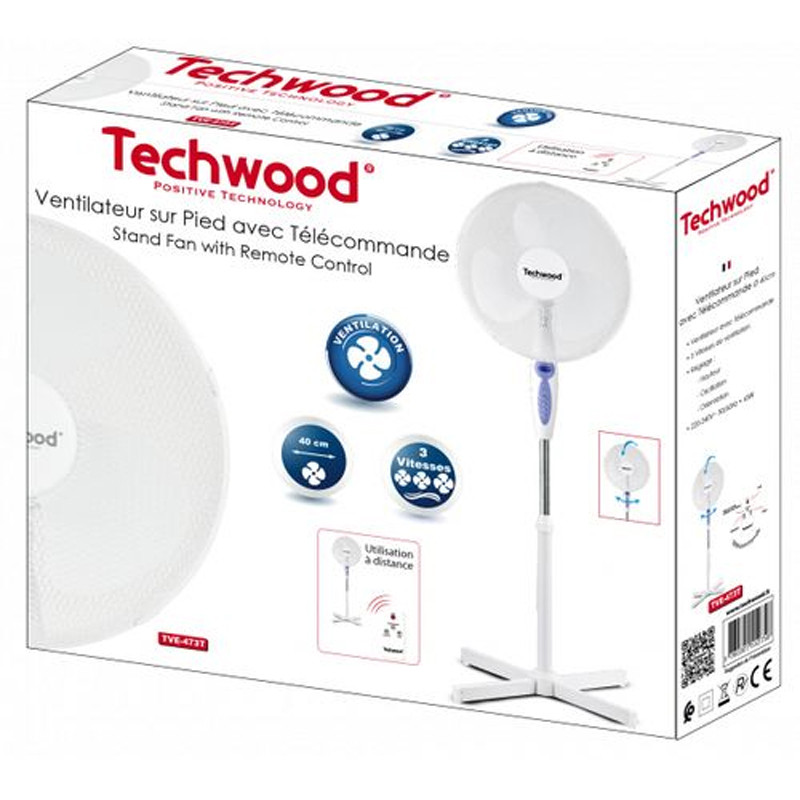 VENTILATEUR AVEC PIEDS TECHWOOD TVE-473T 45W - BLANC