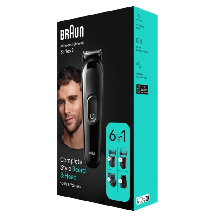 TONDEUSE MULTIFONCTION 6EN1 BRAUN MGK3410 RECHARGEABLE - NOIR