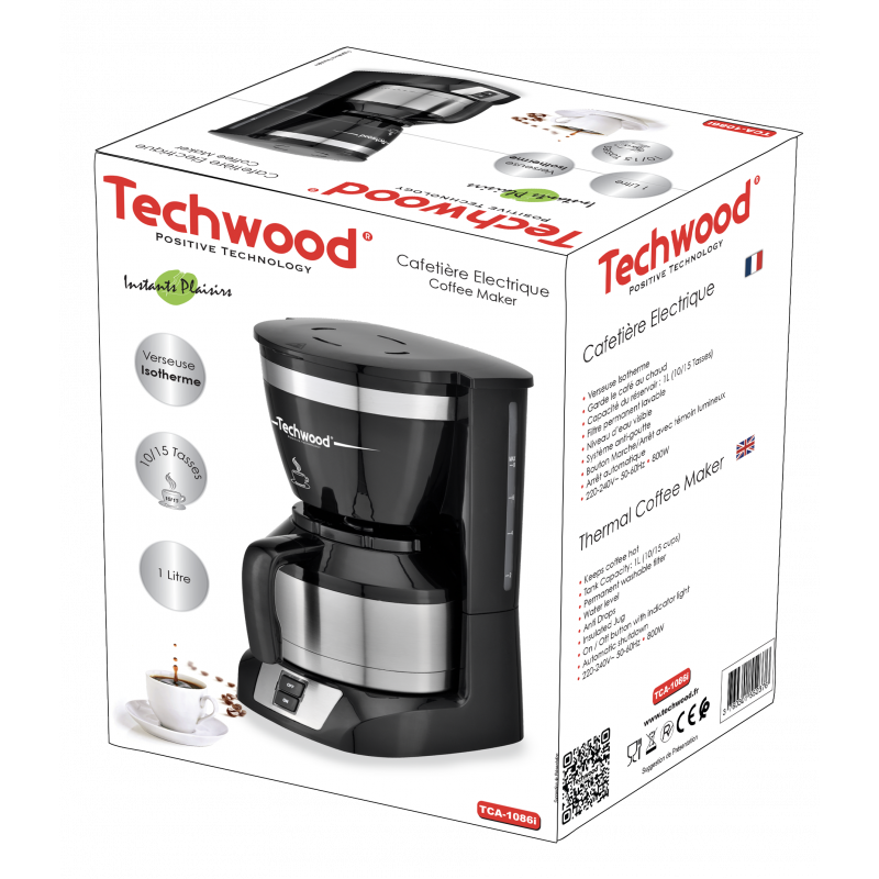 CAFETIÈRE ISOTHERME 10 TASSES TECHWOOD TCA-1086