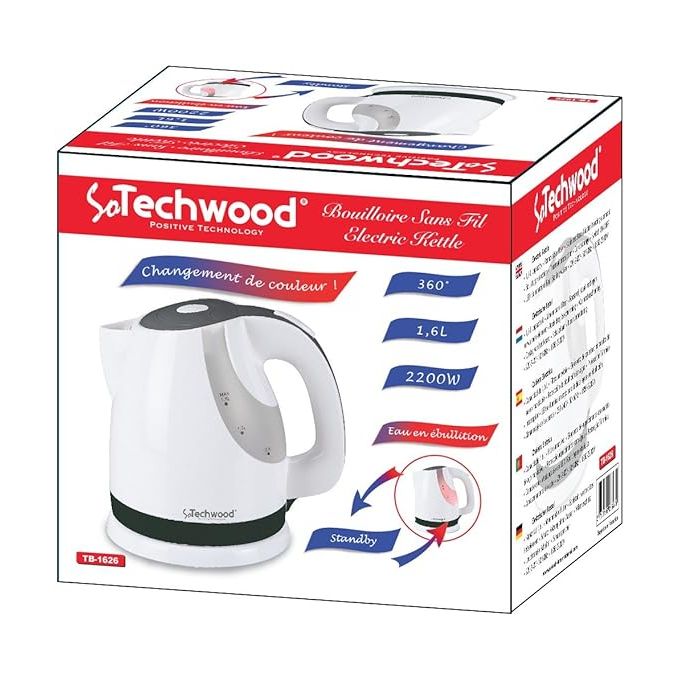 Bouilloire TECHWOOD blanc - TB-1626 - 1.6L - 2200W