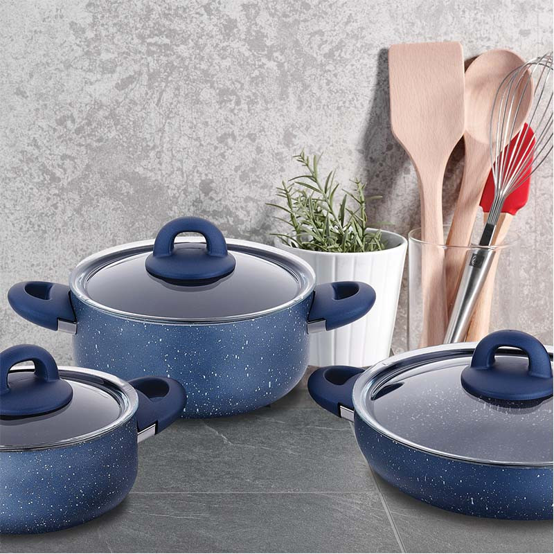 SET DE 7 PIÈCES KORKMAZ BELLA GRANITE AZURA - BLEU