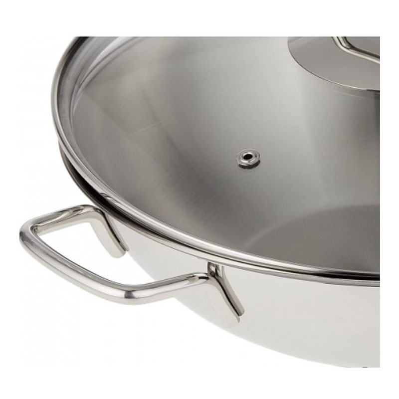 Poêle Wok KORKMAZ Avec Couvercle Perla 28X8,5 cm - Inox (A1519)