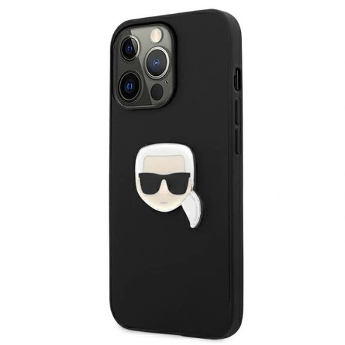 Coque rigide noire en cuir pour Apple iPhone 13 Pro-KARL LAGERFELD