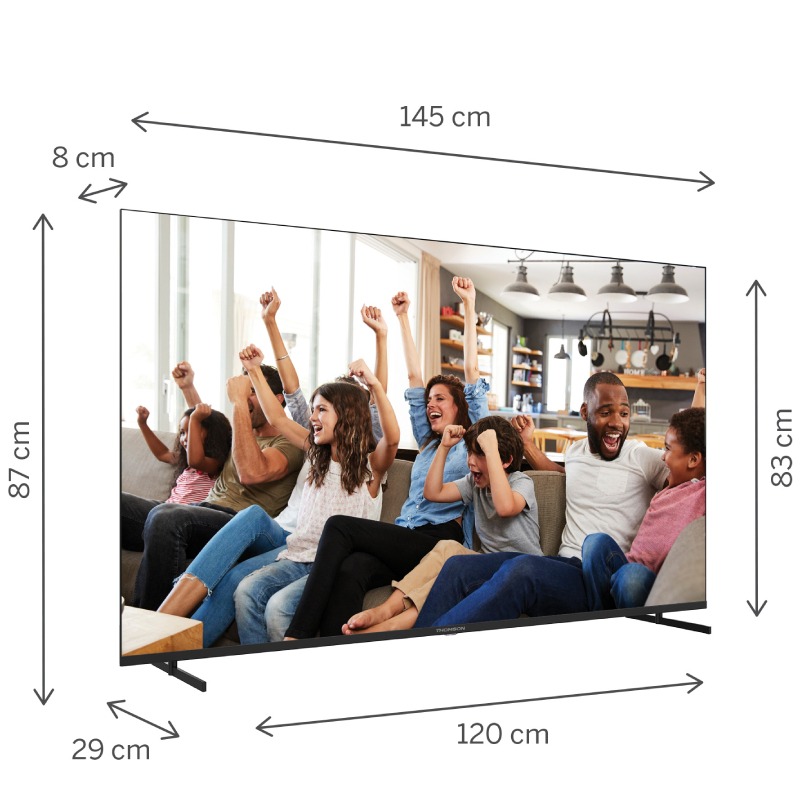 TV Thomson 65" 65UG4S14 4K UHD Side Feet Google Tv - Noir