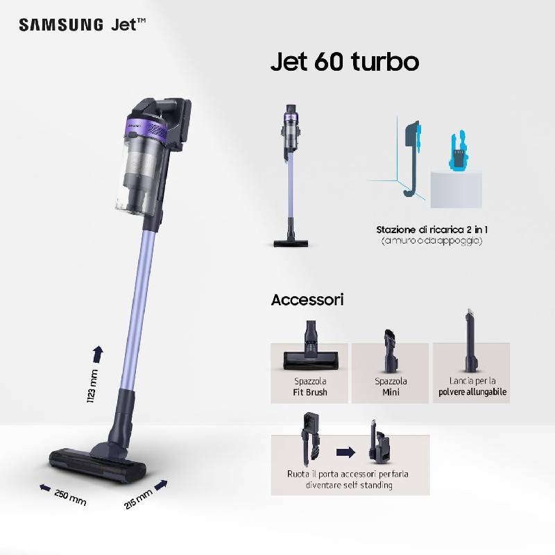 Aspirateur Balai Samsung Jet 60 Turbo 2000W - Noir & Violet