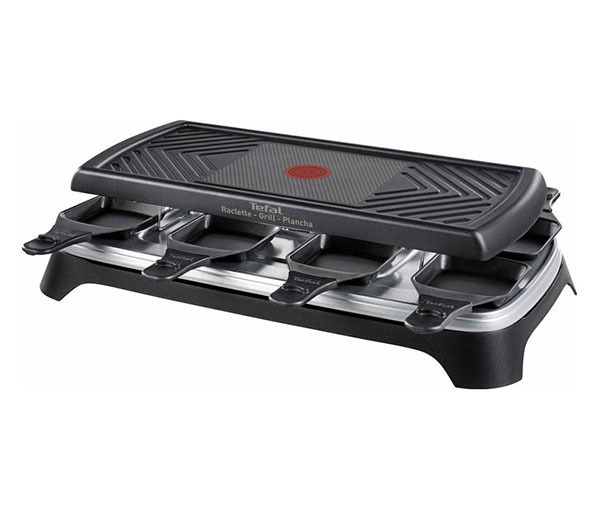 Appareil à Raclette Grill Plancha TEFAL 8 Personnes - 1350W - Noir/Inox (RE459801)