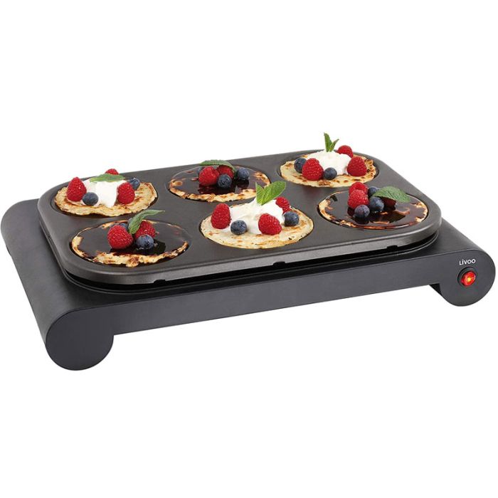 GRILL RACLETTE LIVOO AVEC 6 MINI POÊLE 1000W - NOIR