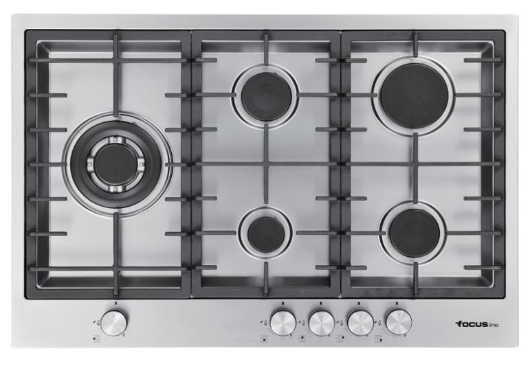 Plaque de Cuisson FOCUS QUADRA 75 5 Feux 75 Cm - Inox