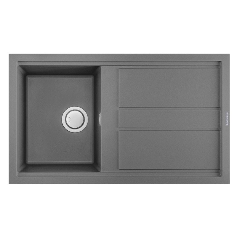 EVIER GRANITECK 1 BAC + EGOUTOIR GRIS FOCUS