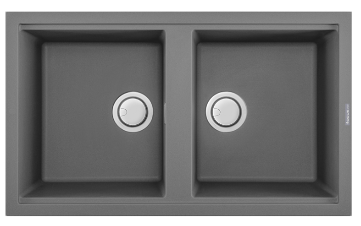 EVIER GRANITECK 2 BACS SANS EGOUTTOIR GRIS FOCUS