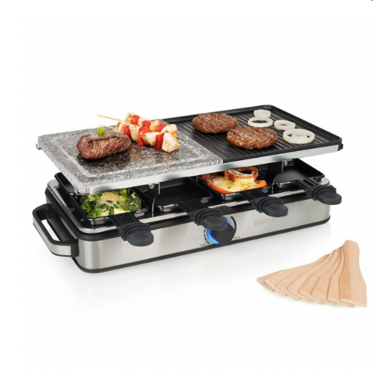 Appareil à Raclette PRINCESS Grill raclette 5 en 1 Princess Stone and Grill Deluxe 8 - 600 W -Noir