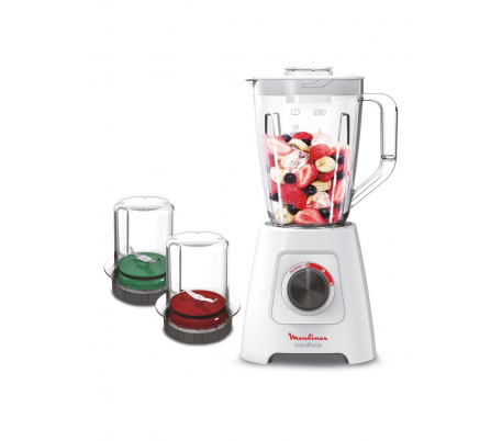 BLENDER MOULINEX FORCE + 2 ACCESSOIRES (BROYEURS + RAPE)  600 W  BLANC