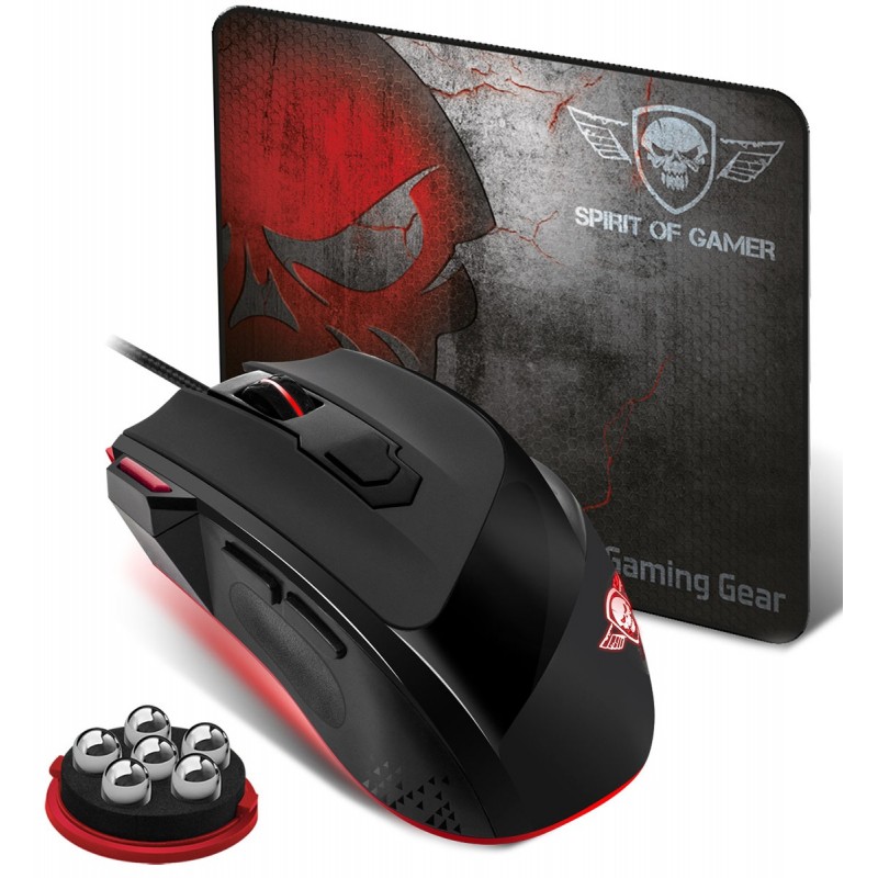 SPIRIT OF GAMER PACK SOURIS+TAPIS PRO-M3 RED