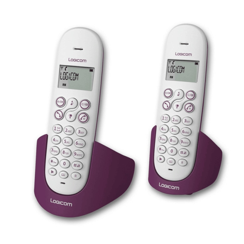 TÉLÉPHONE FIXE SANS FIL DECT LOGICOM VEGA 250 DUO - AUBERGINE