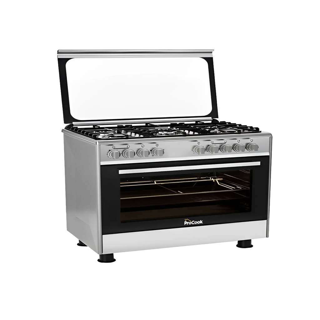 CUISINIÈRE À GAZ + FOUR ÉLECTRIQUE PROCOOK TE6950 IX / 5 FEUX 90 CM