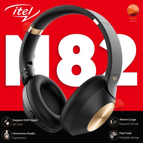 Itel Casque sans fil Bluetooth N82 pliables