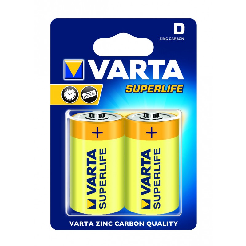 2X PILES D VARTA SUPERLIFE R20 BP2