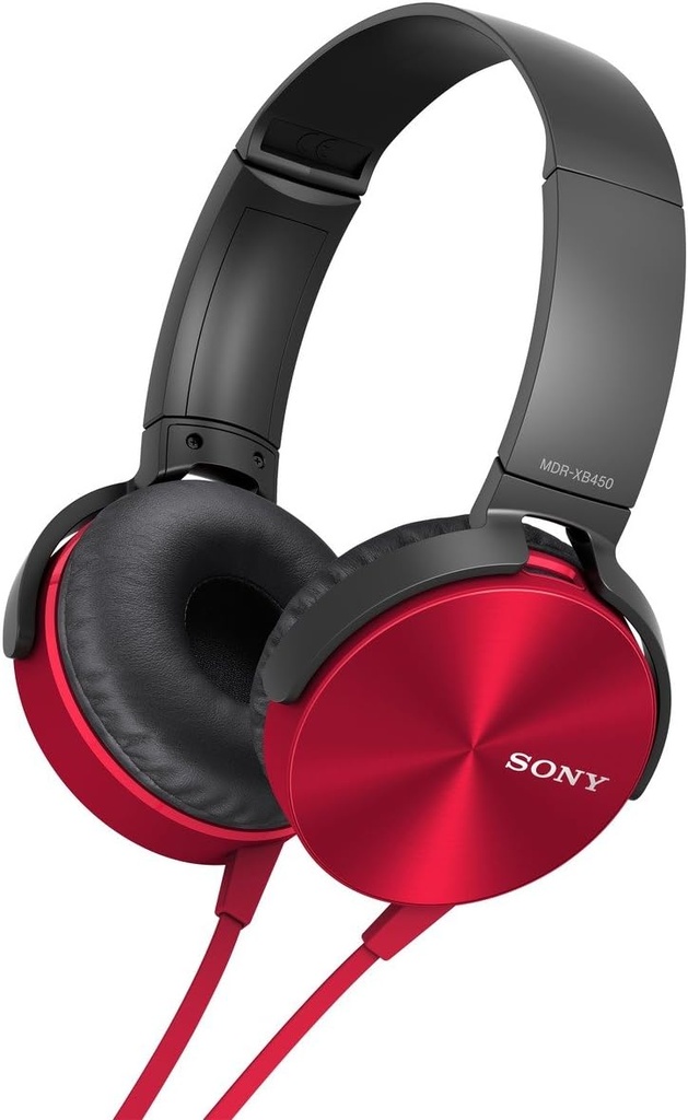 CASQUE SONY MDR-XB450AP AVEC TÉLÉCOMMANDE ET MICRO / ROUGE