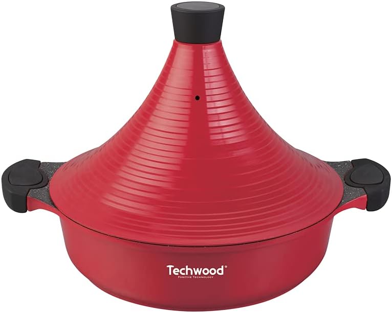 TAJINE Techwood 4L Ø28CM ALUMINIUM ET PORCELAINE Rouge TAJ-246