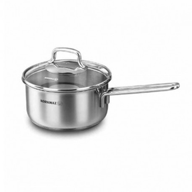 Casserole KORKMAZ Perla avec Couvercle - 16x8 cm 1,6 Litres - Inox