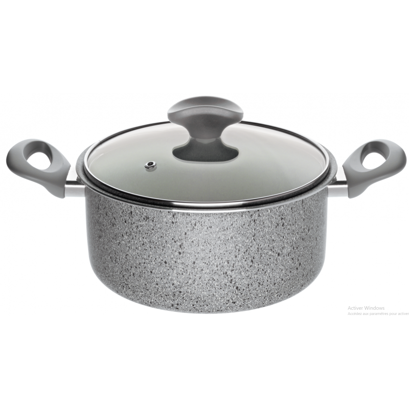 MARMITE GRANIT 22CM AVEC COUVERCLE GRIS GREY STONE(MR0PCA22)