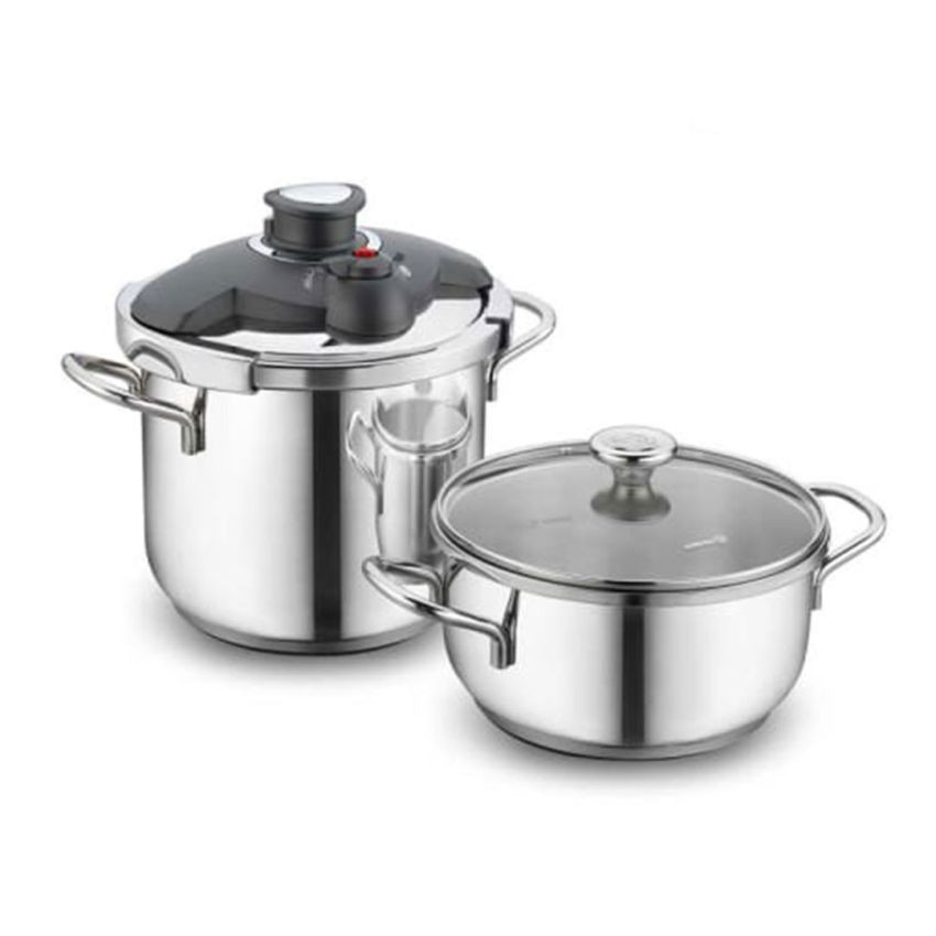 Set Cocotte KORKMAZ Alessa A178 7 Litres + Faitout 4L - Inox