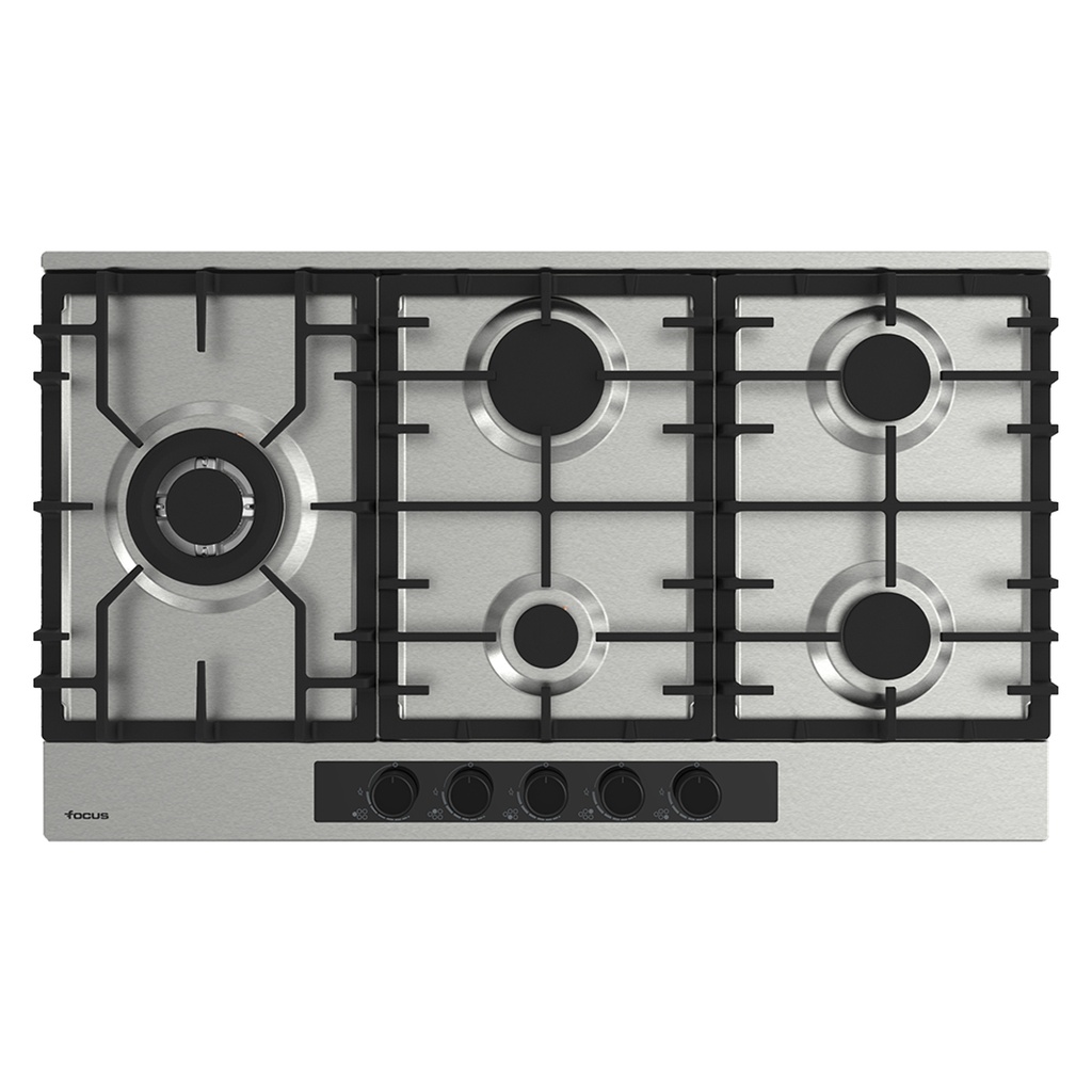 Plaque de cuisson FOCUS 5 Feux Fonte Inox 90 cm F.414X