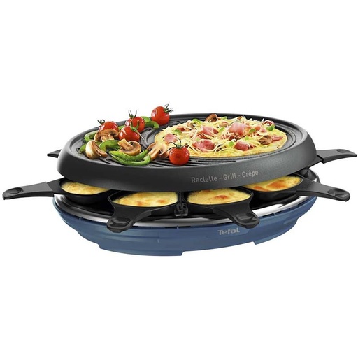 [RE310401] APPAREIL À RACLETTE 8 PERSONNES 1050W + GRILL + CRÊPIÈRE TEFAL COLORMANIA RE310401 / BLEU