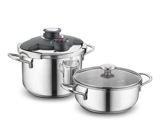 [A171] Set Korkmaz ALİA Pressure Cooker Cocotte + FAITOUT - Inox  -A171