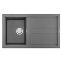 EVIER GRANITECK 1 BAC + EGOUTOIR GRIS FOCUS