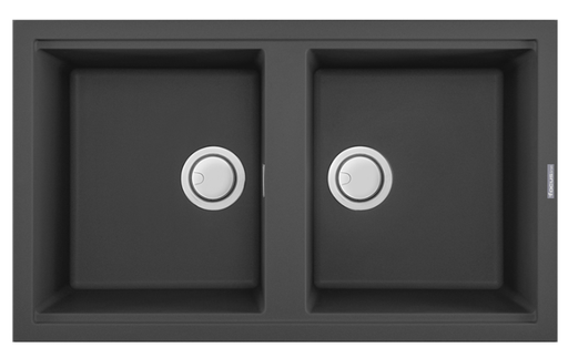 [SMART.90B] ÉVIER DE CUISINE GRANITECK 2 BACS SANS EGOUTOIR NOIR FOCUS