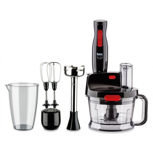 [BLENDER-SET-NO] MIXEUR MULTIFONCTION FAKIR MR CHEF QUADRO 1000W - ROUGE & NOIR