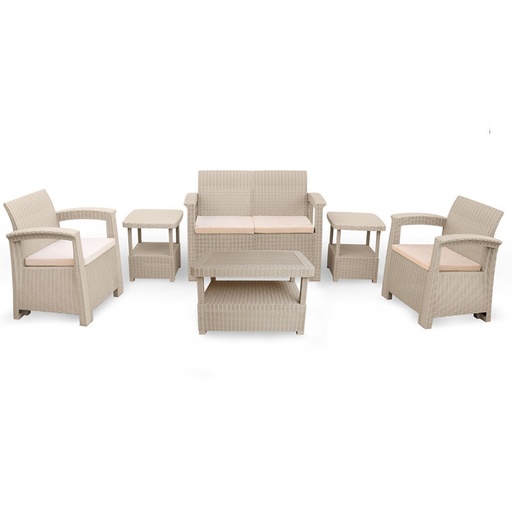 [SYPHAX-4P] SALON DE JARDIN SOFPINCE SYPHAX 4 PLACES+TABLE BASSE+2 TABOURETS TAPARURA