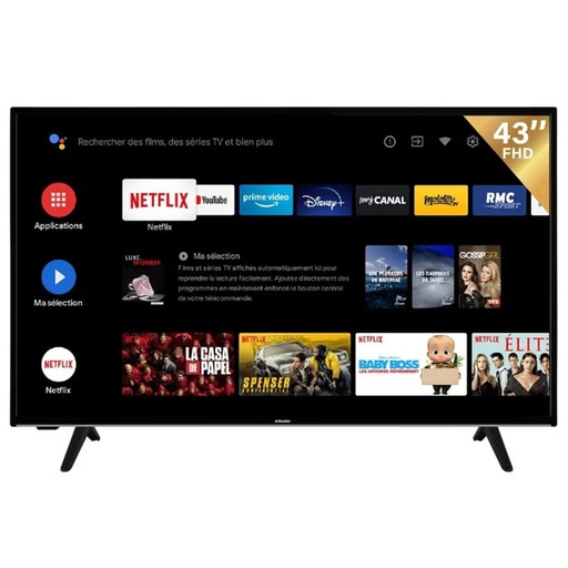 [LED43-553SMART] TÉLÉVISEUR NEW STAR 553 43" FHD ANDROID SMART AVEC RÉCEPTEUR INTÉGRÉ NOIR