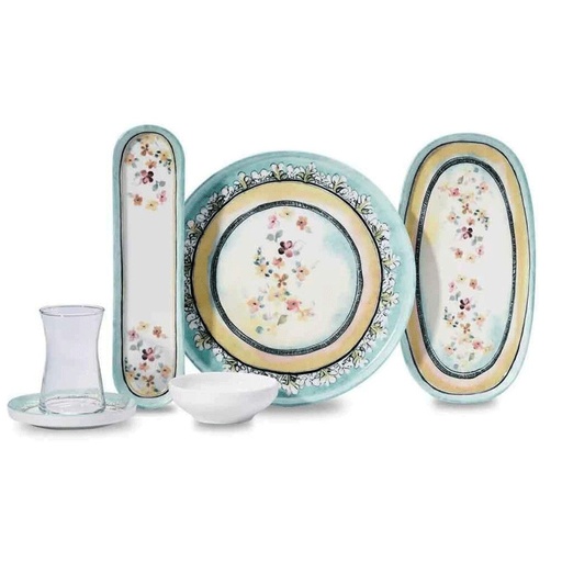 [A8687-1] Service Petit Déjeuner Korkmaz Luna A8687-1 25 Pièces Bleu