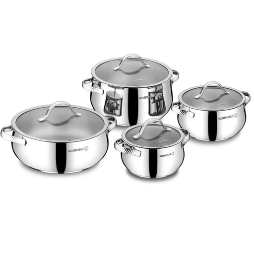 [A1964] Batterie De Cuisine Korkmaz SAMARA 8 Pièces Inox