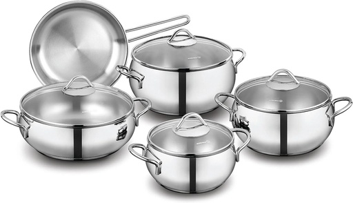 [A1800] Batterie De Cuisine Korkmaz   TOMBIK- A1800 - Set de 9 Pcs Inox